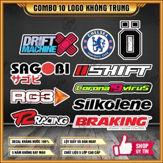[S5] Combo 10 logo dán tem xe decal sticker trang trí xe máy sticker nón bảo hiểm ohlins racing boy
