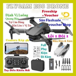 Flycam E88 Mini Hai Camera Chất Lượng 4K, Pin 1800mAh Bay 15 Phút, Kết Nối Được Wifi Với Điện Thoại Điều Khiển Từ Xa