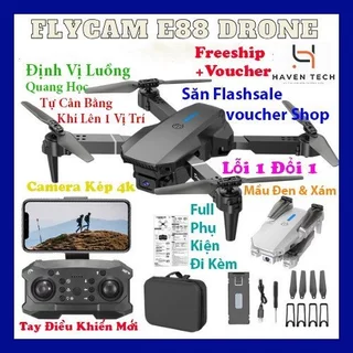 Flycam E88 Pro Mini Chất Lượng 4K HD, Kết Nối Wifi Với ĐIện Thoại, Điều Khiển Từ Xa Quay Phim Và Chụp Ảnh Trên Không