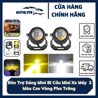 Đèn Trợ Sáng Mini Bi Cầu Mini Xe Máy Chính Hãng  2 Màu Cos Vàng Pha Trắng