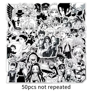 Set 10 30 50 sticker anime tổng hợp One Piece Demon slayer Haikyuu Attack on Titan Toilet bound Jujutsu Dragon ball