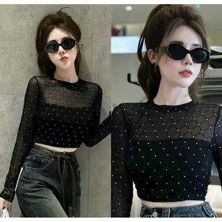 ÁO TAT DÀI LƯỚI CÓ KÈM LÓT TRONG FOM CROPTOP