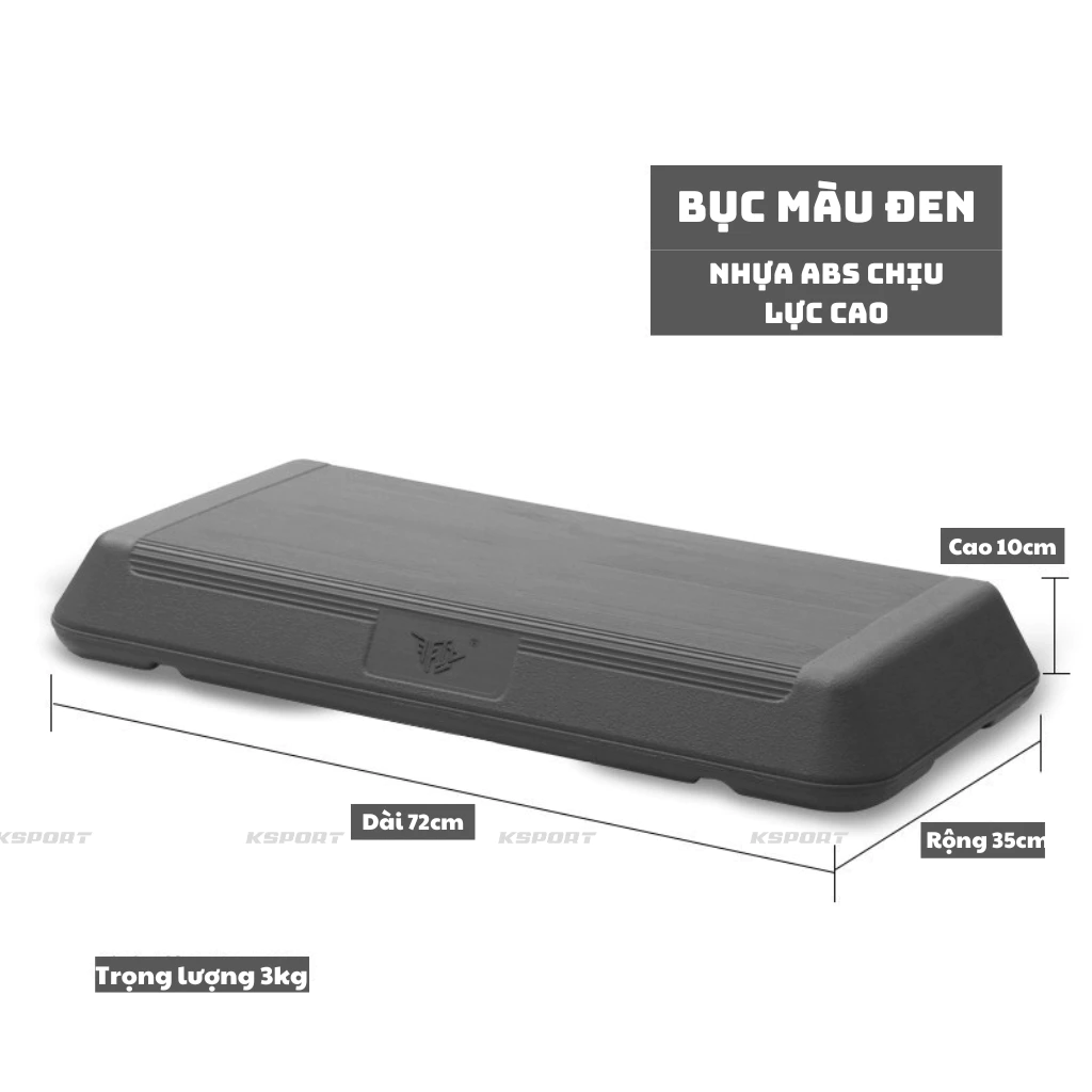Bục Nhảy Aerobic, Bục Step Gym, Yoga Chất Liệu Nhựa ABS Chống Trượt, Kích Thước Dài 72cm, Có Thể Tăng Giảm Chiều Cao Bục