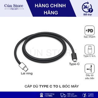 Cáp bọc dù Type C to L zin bóc máy cho Mac chính hãng | Bảo hành 12 tháng