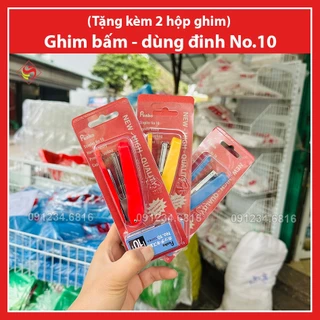 1 cái - Ghim bấm giấy, bấm hộp nhựa trong tặng kèm 2 hộp đinh