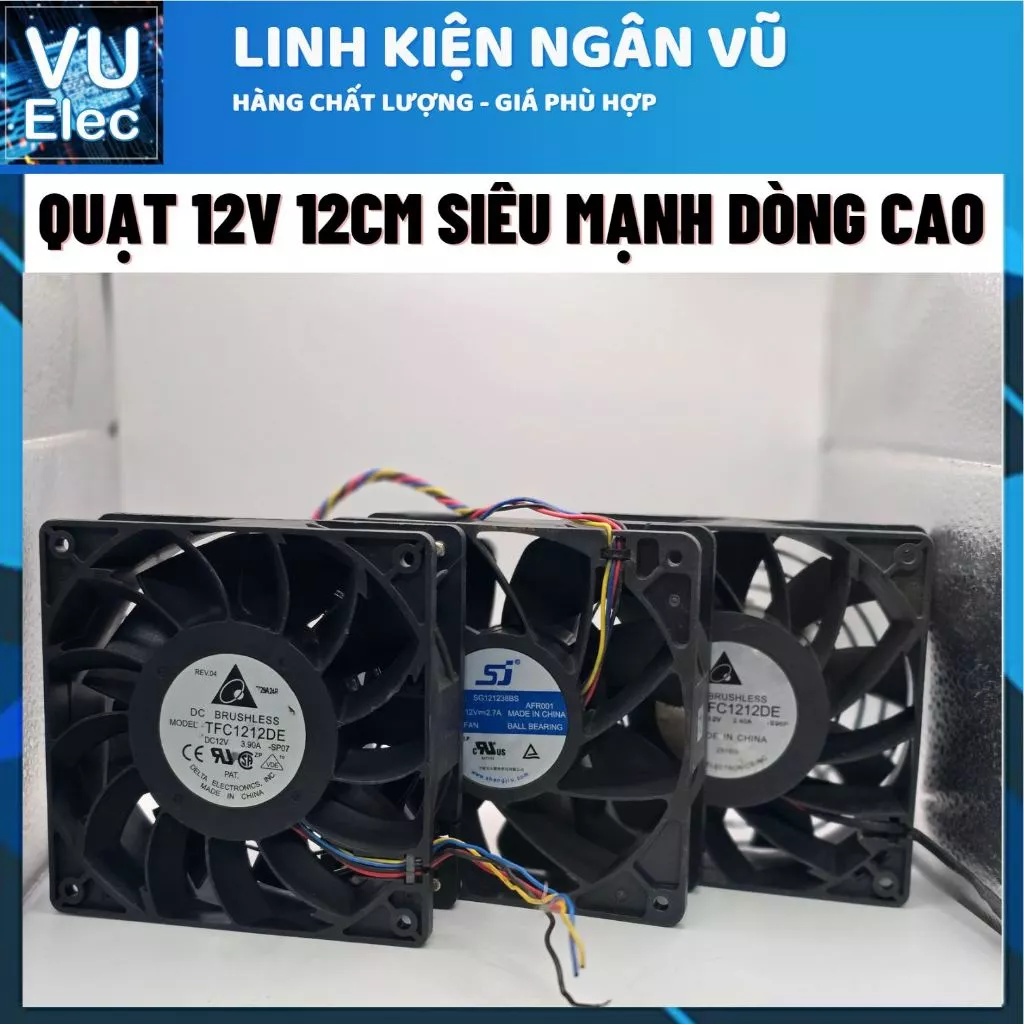 Quạt tản nhiệt Siêu Mạnh 12V 1.65A-3.9A 12Cm - Quạt thổi sương - Quạt hút gió cực mạnh