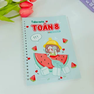 [Bản mới nhất] Sổ giấy lò xo trang trí sticker TOÁN 8