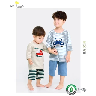 (9-40kg)Đồ bộ quần áo cộc tay vải thông hơi Cotton Organic UNIFRIEND Hàn Quốc cho bé trai bé gái trẻ em size đại