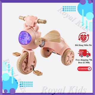 Xe đạp 3 bánh phi hành gia xe chòi chân cho bé gấp gọn có đèn nhạc và cốp hàng cao cấp cao cấp Royal Kids