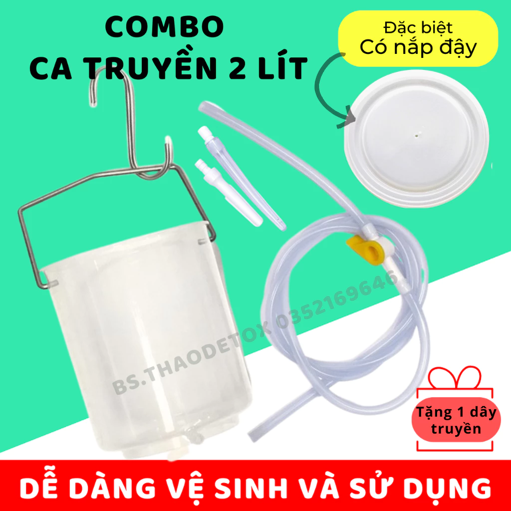 Ca truyền nhựa 2L thải độc đại tràng cà phê, Xô Coffee Enema Viethealthy dày dặn, gerson