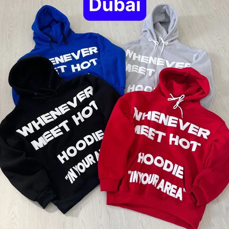 ÁO HOODIE LÓT NHUNG TAY DÀI OVERSIZE IN CHỮ NỔI TRẮNG MEET HOT PHONG CÁCH HÀN QUỐC PHONG CÁCH SÀNH ĐIỆU - DUBAI FASHION