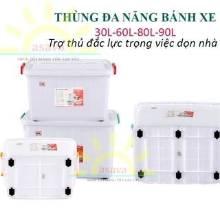 Thùng Nhựa Đa Năng Có Bánh Xe Đẩy 30L, 60L, 80L, 90L Nhựa Hiệp Thành- Cứng Cáp, Tiện Dụng, Bền Lâu.