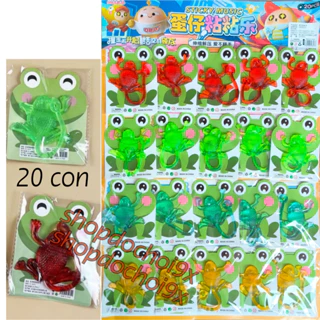 Vỉ 20 con ếch dính đồ chơi nhựa dẻo , ếch dính 20 con