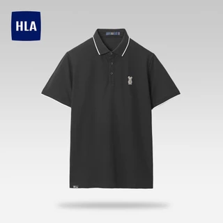 HLAxQee - Áo POLO nam phối viền cổ thêu logo gấu Qee pattern embroidery cool black Polo Shirt