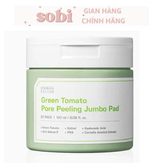 Toner Pad Tẩy Da Chết Cà Chua Xanh SUNGBOON GREEN TOMATO PORE PEELING JUMBO PAD 180ML