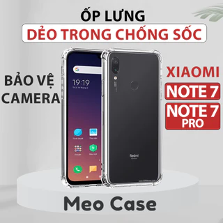 Ốp lưng Redmi Note 7, Redmi Note 7 Pro, TPU dẻo trong suốt chống sốc, ốp điện thoại bảo vệ viền camera | Meo Case