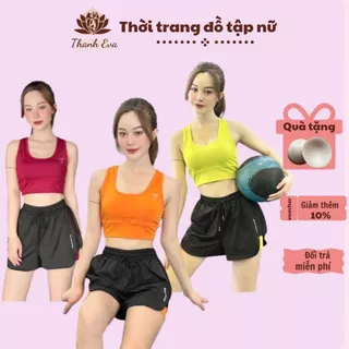 Bộ thể thao tập gym,tập erobic, chạy bộ, đánh bóng...áo bra kết hợp quần đùi 2 lớp phối lưới B01