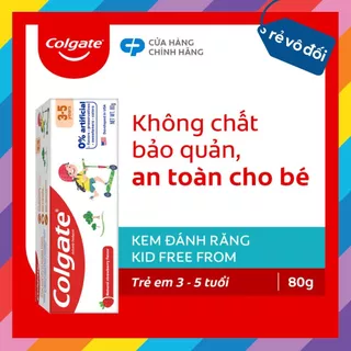 Kem đánh răng Colgate Kid Free From cho bé 3-5 tuổi không chất bảo quản 80g