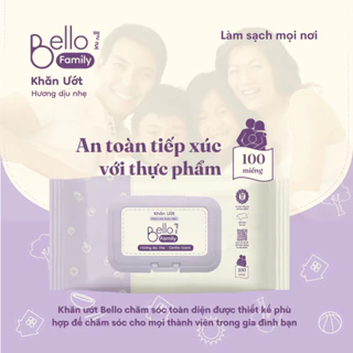 Khăn ướt Bello 100 tờ an toàn không cồn không Paraben - tiện lợi cho gia đình (hương thơm dịu nhẹ)