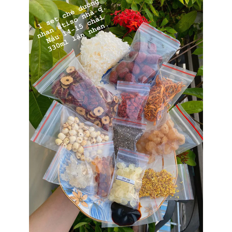 Combo set chè dưỡng nhan Atiso 14 vị 🎁 1 túi táo trái.