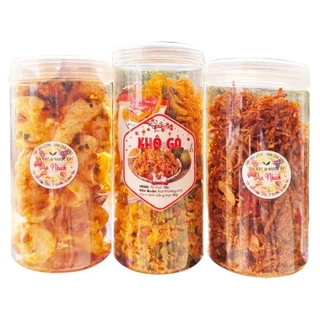 Combo 3 món 800g (khô heo cháy tỏi 300g+khô gà lá chanh 300g+da heo mắm hành hoặc tỏi muối ớt 200g)