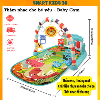 Thảm nhạc Piano BabyGym cho bé nằm chơi vận động kèm pin, chất liệu nhựa an toàn, bền đẹp - Smart Kids