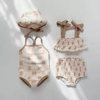 Bộ đồ bơi cho bé gái, bikini cho bé gái Tặng kèm mũ từ 7-15kg