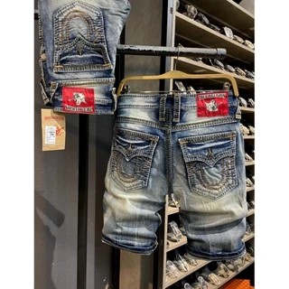 Quần SHORT JEAN nam chữ U màu xanh bạc chỉ đồng xám JD574-QS1647 mẫu mới 2024 K3 STORE