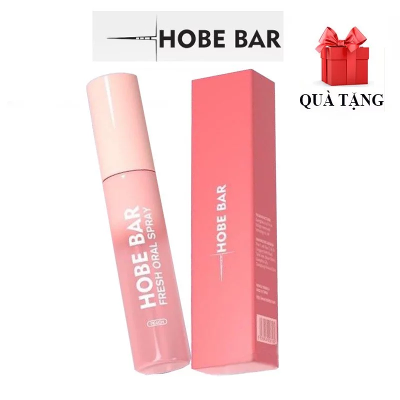 Xịt thơm miệng HOBEBAR 20ml thơm miệng hương đào loại bỏ vi khuẩn gây hôi miệng không chất bảo quản giữ mùi lâu