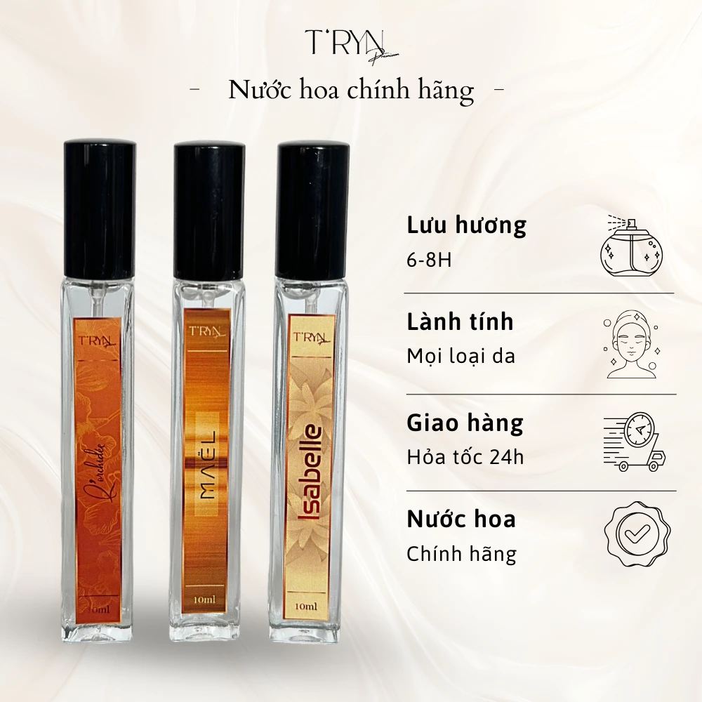 Combo nước hoa nam TRyn hương gỗ thanh lịch, tuyết tùng sang trọng, lưu hương tới 8h tạo sức hút quý ông 10ml