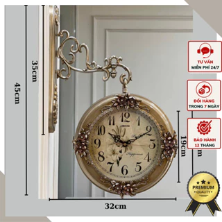 [FREESHIP] Đồng hồ treo tường 2 mặt mang phong cách tân cổ điển sang trọng DHTT13
