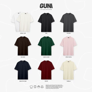 Áo thun trơn GUNI tay lỡ local brand nhiều màu, phông basic form rộng, cotton, unisex nam nữ 100% cotton cao cấp