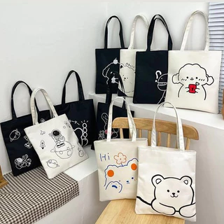 Túi tote vải canvas có khóa kéo và ngăn nhỏ unisex totebag túi xách vải nam nữ rẻ cặp đi học đeo vai