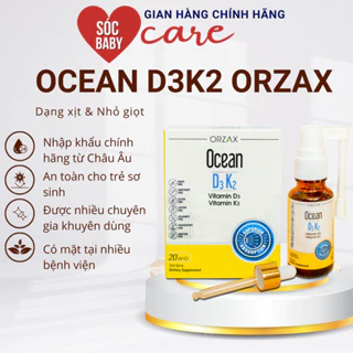 XỊT, NHỎ GIỌT Ocean D3K2 ORZAX Tăng cường hấp thu calci cho trẻ còi xương, phát triển chiều cao, tăng đề kháng chai 20ml