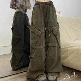 [Hàng Sẵn] Quần Cargo Pants Ống Rộng Vintage Cạp Cao - BYNOW BYTH2