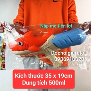 Súng phun nước cá mập ngộ nghĩnh cho bé yêu 500ml , đồ chơi nước mùa hè 35cm bằng nhựa