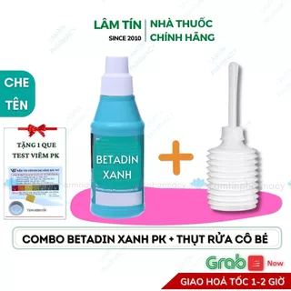 ✔( Tặng Que Kèm Cốc Đựng Chính Hãng )Combo Betadin xanh phụ khoa thụt rửa cô bé an toàn tiện lợi Hàng Chính Hãng lọ100ml