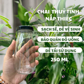 CHAI THUỶ TINH ĐỰNG NƯỚC ÉP, SỮA HẠT NẮP VẶN THIẾC 200 250 500ML