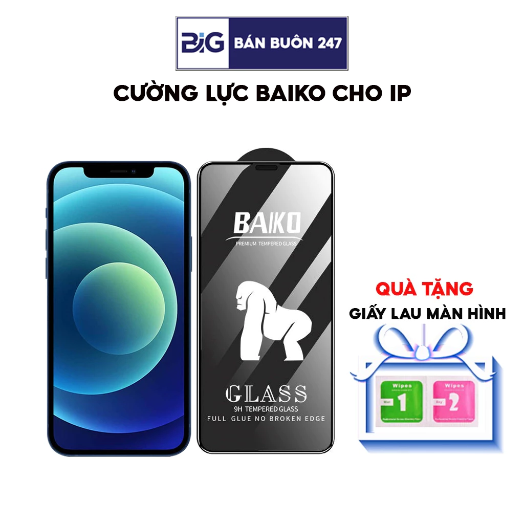 Cường lực Baiko Full màn Chống bụi màng loa iphone 6 7 8 6P 7P 8P X Xr Xsm 11 12 13 14 pro max 14 plus