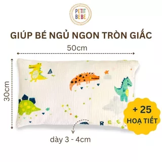 Gối nằm muslin cao cấp Petit Bebe cho bé mẫu giáo tiểu học 30x50cm mềm mát thoáng khí