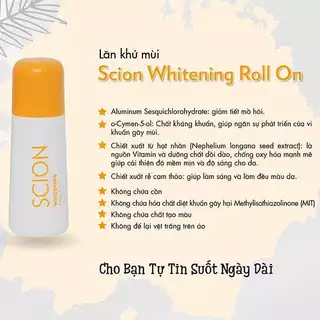 Lăn khử mùi Scion Nuskin 75ml ngăn mùi hôi nách không làm ố quần áo, làm sáng vùng da dưới cánh tay