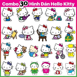 Combo 30 stiker hình vẽ hello kitty vui nhộn trang trí xe máy, ô tô ,xe tải ( decal chống nước,chắc keo,không phai màu)