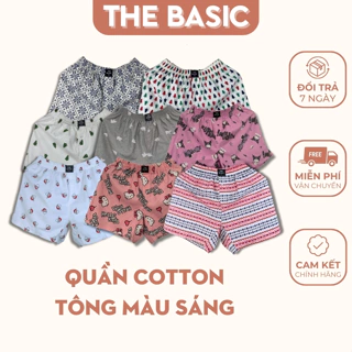 Quần Short Nam Nữ THE BASIC quần đùi ngủ mặc tại nhà Chất 100% Cotton, Co Giãn, mềm mịn [TÔNG MÀU SÁNG]