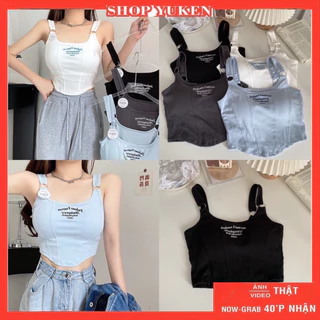 Áo bra croptop nữ . Áo Coset cotton dây khuyên rất phong cách free size 40-55kg