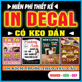 In Decal/PP Có Sẵn Keo - Chống Nước - Menu Trà Sữa - Cà Phê - MIỄN PHÍ THIẾT KẾ THEO YÊU CẦU