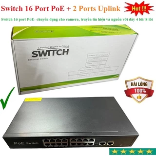 Bộ Chia Mạng Smart Switch POE 16 Cổng + 2 Uplink Cấp Nguồn POE Chuyên Dụng 100M , Vỏ Kim Loại , Hàng Mới