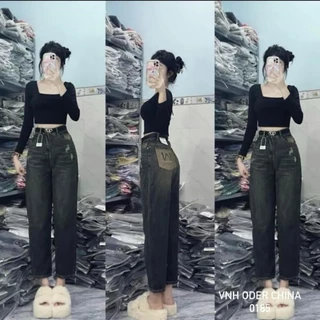 Quần baggy jean mã mới thêu chữ W