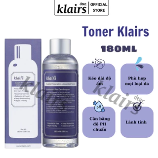 [CHÍNH HÃNG]Toner dưỡng ẩm, Nước cân bằng da Klairs 180ml không mùi, dưỡng ẩm tức thì – Nước hoa hồng dưỡng ẩm