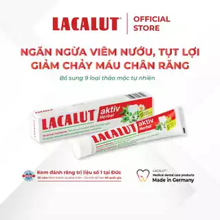 Kem đánh răng Lacalut Aktiv Herbal Giúp - Giảm chảy máu chân răng, ngăn ngừa viêm nướu, tụt lợi