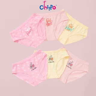 Set 3 quần chip bé gái Chippo 100% cotton Quần lót bé gái từ 10 đến 42kg